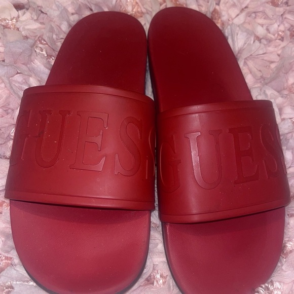 Guess Bold Red Slide Sandals - Picture 1 of 2